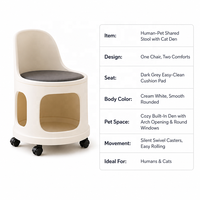 Chaise partagée USMILEPET pour humains et animaux avec niche pour chat intégrée, roulettes faciles à déplacer pour la décoration de meubles de salon moderne