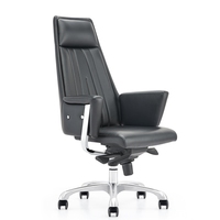 Chaise de bureau de direction en cuir noir de luxe moderne et personnalisée à prix d'usine pour PDG, directeur ou patron, avec dossier haut
