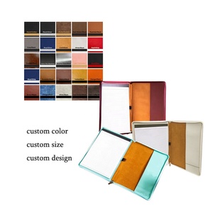 Portafolio de cuero sintético con láser de fábrica OEM con cremallera y Bloc de notas <span class=keywords><strong>A4</strong></span> para profesionales de negocios de grabado personalizado marca corporativa - Product Image 1