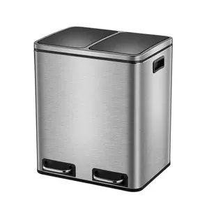 Hot Sale 30L Two Compartment Foot Pedal Bin Stainless Steel Waste Basket/Trash Can dust bins