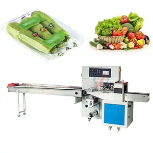 Automatic vegetable lettuce salad flow packing wrapping machine