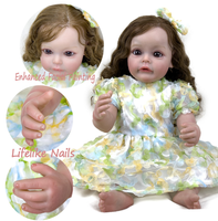 Poupée Reborn de 22 pouces, nouvelle version, avec de longs cheveux - Poupée réaliste en plastique pour enfants, jouet compagnon pour les enfants, cadeau pour une fille