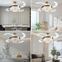 Ventilateur de plafond en cristal avec lumière, télécommande, 3 couleurs, style chic et contemporain, pour hôtel, appartement, projet, vente en gros