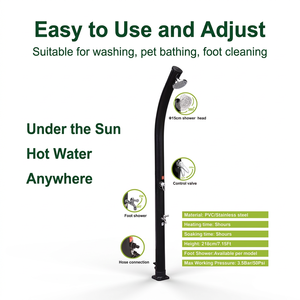 Promotion : <span class=keywords><strong>Douche</strong></span> <span class=keywords><strong>solaire</strong></span> extérieure en PVC 20L/35L pour piscines et spas, forme ronde, neuve, sans base, en métal - Product Image 2