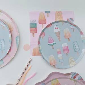Juego de platos de papel desechables con diseño de helado rosa DAMAI para decoración de fiestas de cumpleaños infantiles de verano - Product Image 4