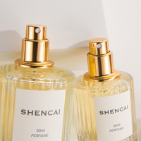 Flacon de parfum cylindrique de luxe personnalisé 30ml 50ml avec étiquette, logo personnalisé, pompe pulvérisatrice à vis, bouteille en verre vide avec bouchon