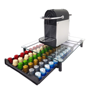 6 Rangées 60 Pods <span class=keywords><strong>Nespresso</strong></span> Café Capsule Holder Bureau Tiroir Titulaire Métal Café Capsule Cuisine Organisation avec Plateau en Verre - Product Image 3