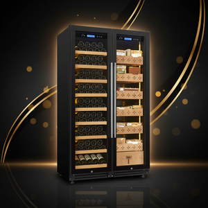 Cave à vin et à cigares autoportante à double zone, refroidissement par eau, capacité 508L, contrôlée par application, avec compresseur - Product Image 4