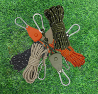 Poulie à cliquet de 4 mètres de long et de 4 millimètres d'épaisseur pour corde de camping, tendeur réglable, guide de tente, boucle de ceinture.
