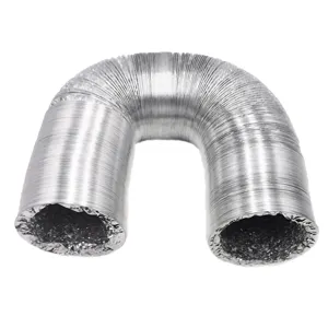 Sistema HVAC Partes 4 pulgadas 25ft no aislado de papel de aluminio de ventilación de aire flexible conducto con 2 abrazaderas 5 cada uno pieza