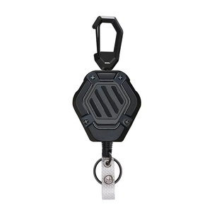 Porte-clés rétractable robuste et personnalisé avec cordon en acier, porte-badge d'identification, mousqueton et anneau porte-clés - Product Image 5
