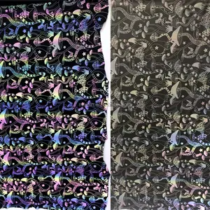 4 Manieren Elastische Stretch Ademend Ijzer Op Prints Regenboog Reflecterende Vlinder Materiaal Iriserende Reflecterende Patroon Stof