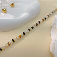 Nouveau Design Bijoux Bohème En Acier Inoxydable Minuscule Agates Oeil De Tigre Jade Mixte Femmes Filles Pierre Naturelle Perles Bracelet Chaîne