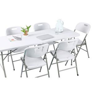 Mesa Plegable Rectangular F200 <span class=keywords><strong>de</strong></span> 200 x 90 cm, Mesa Plegable <span class=keywords><strong>de</strong></span> Plástico Blanca para Exteriores, para Eventos o Bodas - Product Image 4