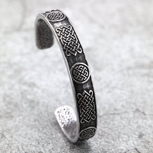 yunnique Tibetan Silver Open Cuff <b>Bracelet</b> Unisex Viking Celtic <b>Knot</b> Design Fashion Jewelry - Product Image 1