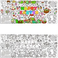 Nappe géante à colorier Joyeuses Pâques 30"x72" – Poster à colorier Lapin et Œuf de Printemps pour activités artistiques de peinture et dessin DIY
