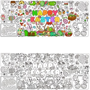 Tovaglia Gigante da Colorare per Pasqua 30"x72" con Poster <span class=keywords><strong>di</strong></span> Coniglietti e Uova Primaverili per Attività Artistiche Fai-da-Te - Product Image 6