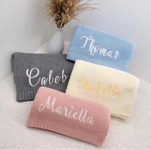 2 giorni di Drop Shipping personalizzato personalizzato ricamato nome del bambino coperta per neonati Baby Shower <span class=keywords><strong>regalo</strong></span> - Product Image 1