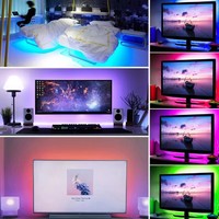 Bande LED RGB 5050 5V avec contrôleur 3 touches USB IP20, lumière adhésive flexible pour chambre, maison, fête, salle de jeux, décoration
