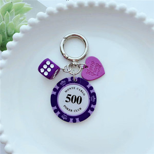 New Lucky Poker Chip <strong>Keychain</strong> Car Key Pendant Couple Hot Selling Resin Material Eco-Friendly Durable - Product Image 4
