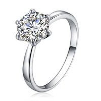 Bague à six griffes en gros avec zircon cristal autrichien, cadeau de Noël pour femme