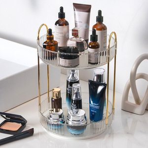 Organizador de maquillaje de belleza cosmética, caja de almacenamiento de cosméticos, estante de almacenamiento giratorio, organizador de tocador transparente - Product Image 4