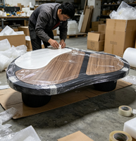 Table basse nuage irrégulière moderne en panneau écologique avec plateau en pierre imprimée couleur pour salon, projet hôtelier, table centrale personnalisable