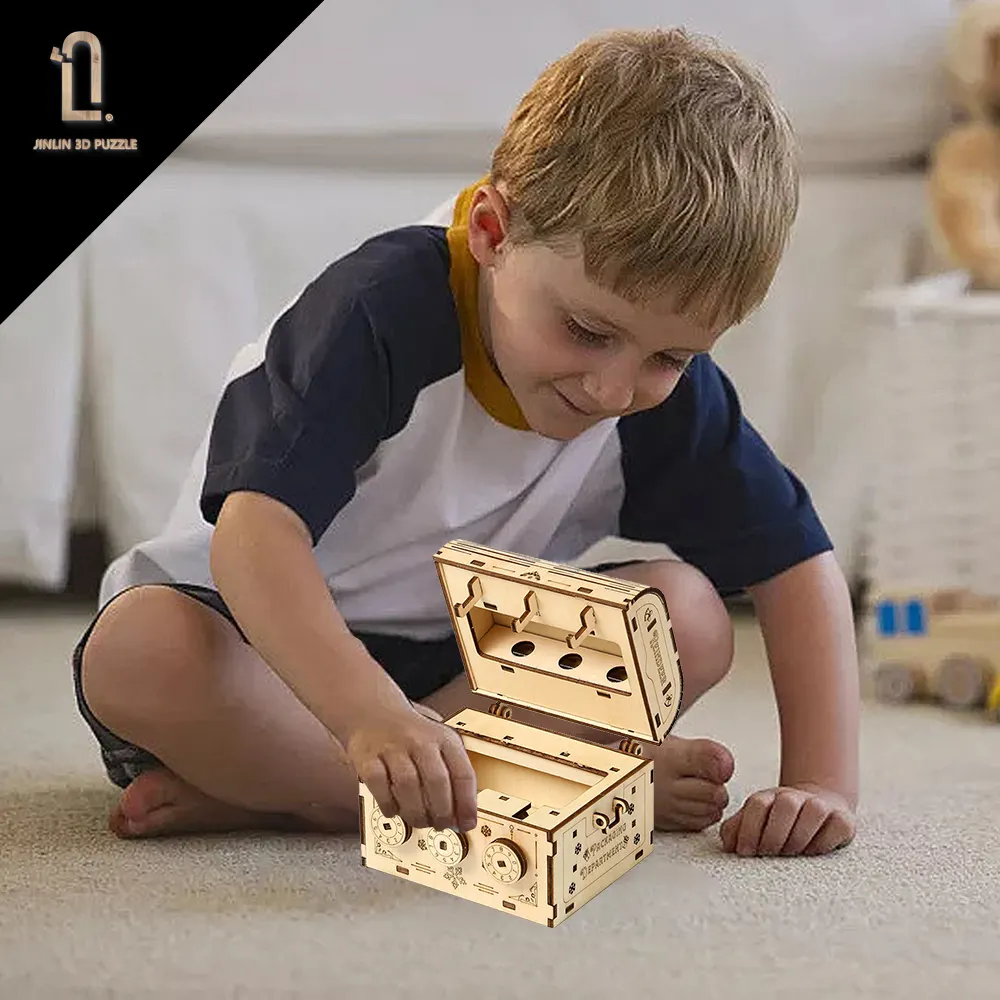 Password lock storage box modello taglio laser 3d puzzle in legno toy cipher box jigsaw 3d wood jigsaw toys assemblare