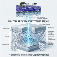 Poudre de peptide de cuivre Ghk-Cu OEM, poudre lyophilisée, sérum de peptide de cuivre bleu pour la réparation du visage, atténuation des rougeurs, hydratation, raffermissement de la peau
