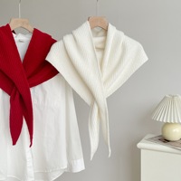 Nouvelle Écharpe Longue Triangulaire Rouge pour Femme – Accessoire Hiver Polyvalent : Châle/Boléro Tricoté Chaud Couleur Unie 100% Coton