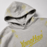 Fabricant de vêtements personnalisés OEM ODM : Sweat à capuche surdimensionné pour homme en molleton bouclette avec motif éclaboussures de peinture, style streetwear