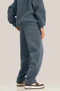 Pantalon de sport décontracté pour homme K2406 avec logo personnalisé, pantalon de survêtement en molleton de coton à jambe droite, personnalisable, blanc - Product Image 3