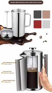Stantuffo per caffè alimentare di vendita caldo pressa per caffè <span class=keywords><strong>francese</strong></span> <span class=keywords><strong>caffettiera</strong></span> a doppia parete in acciaio inossidabile French Press cafetiere - Product Image 2