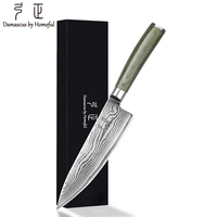 Couteau de chef en acier Damas au design élégant, couteau de cuisine japonais Damas ultra-affûté, idéal pour un cadeau haut de gamme