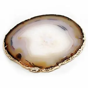 Decoratieve Agaat Onderzetters Gesneden Uit Natuurlijke Agaat Geodes Set Van 4 Natuurlijke Gesneden Agaat Coaster Met Hars Pad