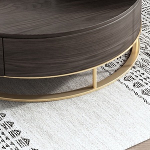 New Modern Living Room Furniture Nero Rotondo di Immagazzinaggio di Vetro Temperato di <span class=keywords><strong>Legno</strong></span> <span class=keywords><strong>e</strong></span> Tavolino In <span class=keywords><strong>Metallo</strong></span> - Product Image 5