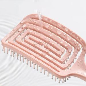 Brosse à cheveux démêlante à dents fines, design creux, poils en plastique, manche en ABS, brosse à cheveux pour cheveux normaux, utilisation à sec ou mouillée - Product Image 2