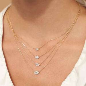 مجوهرات الماس VOAINO 1ct للسيدات جميلة أحدث الموديلات من الذهب بسيطة قطع ماركيز قلادة الماس الحقيقي الطبيعي للنساء - Product Image 6