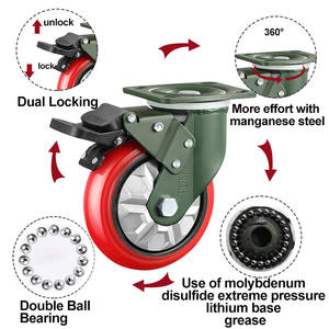 4 5 6 8 Zoll industrielle Hochlast 600KGS Hoch leistungs wagen Schwenkbare PU-Lenkräder aus Gusseisen mit Bremsen - Product Image 6