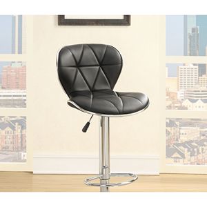 DB Juego de 2 taburetes de Isla de cocina de altura de mostrador de cuero de imitación negro Elevador de gas ajustable Sillas de bar con base cromada - Product Image 2