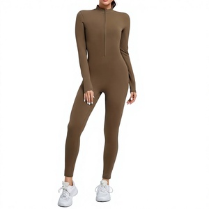 Combinaisons moulantes décontractées à manches longues pour femmes, combinaisons à col roulé mi-zippées de haute qualité pour femmes - Product Image 4