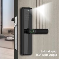 Cerradura Inteligente para Puerta con Manija de Palanca, Huella Dactilar, Contraseña, WiFi, Nube, Aplicación Tuya, Sin Llave, Biométrica, Electrónica, Acero Inoxidable, para Hogar y Hotel