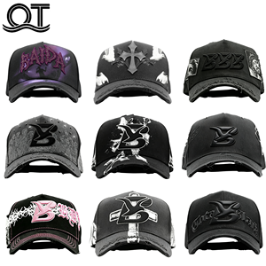 Casquettes de baseball en daim à 5 panneaux, style sportif unisexe, avec broderie croisée, modèle Sombrero G5 Gorrsa Rude Hats Distresorras, en gros, stock disponible - Product Image 1