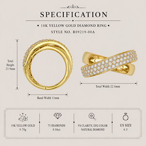 แหวนเพชรแท้ทรงฟองอากาศ 18K ทองสองสี ดีไซน์ไขว้ แหวนนิ้วก้อยสำหรับผู้หญิง เครื่องประดับชั้นดี แหวนทองคำแท้ 18K - Product Image 5