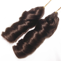 ISEE Nouveau # 4 mèches de cheveux humains 100% naturels, couleur brun chocolat, style French Spring Curl, pour tresses bohèmes, avec nœuds invisibles Miracle Knots.