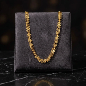 Wholesale 14K18K24K Micron Gold Leaf Pattern Chain Necklace, Brass Fashion Chains, Modern Chain Design, Leaf Pattern Style Chain - Product Image 5