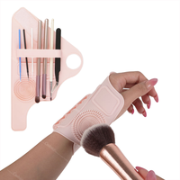Palette de maquillage multifonctionnelle 4 en 1 en silicone, gant de maquillage, plateau de mélange de fond de teint, porte-pinceaux, accessoires de maquillage uniques