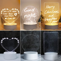 Lampe de nuit 3D LED DIY, cadeau d'anniversaire, tableau d'écriture créatif en acrylique vierge, ambiance, message, lampe de nuit réinscriptible LED