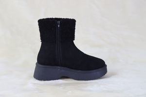 Moda klasik en çok satan bayanlar yükseklik artan kalın-soled yükseltilmiş kafa ayak bileği Bootie kısa fermuar kışlık botlar siyah günlük - Product Image 2