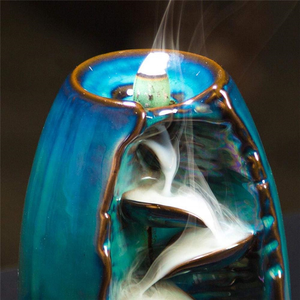 Quemador de incienso de reflujo de grasa grande de cerámica de fábrica de 10*20cm, incensario artesanal, conos de sándalo de montaña, decoración Homer - Product Image 4